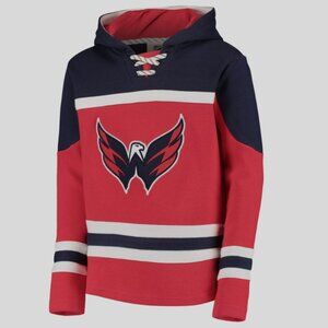 NHL Washington National Vintage Red Blue Hooded Sweatshirt with Logo Youth 8